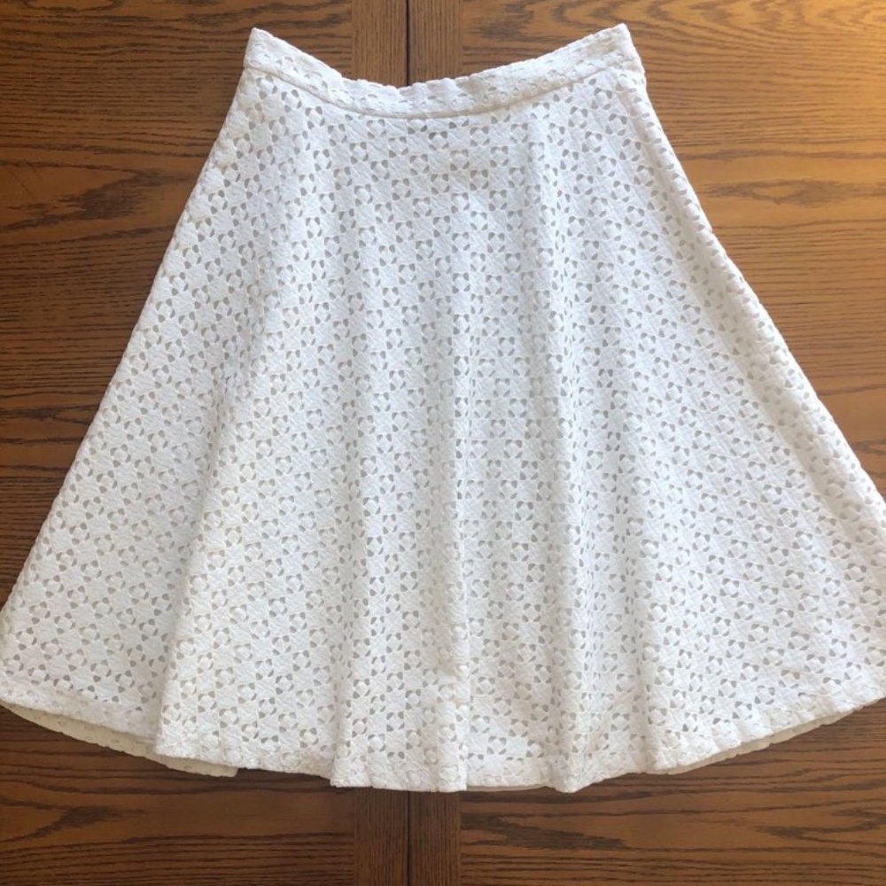 ANN TAYLOR Cotton White A-Line Midi Skirt - Size 4